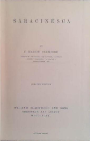 Saracinesca | 9999903489825 | F. Marion Crawford