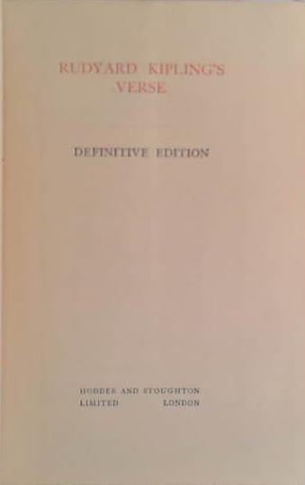 The Definitive Edition of Rudyard Kipling's Verse | 9999903459040 | Rudyard Kipling