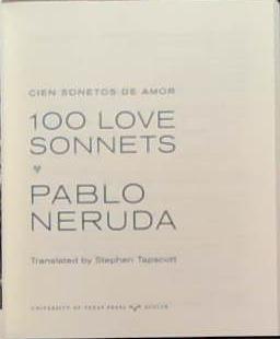 100 Love Sonnets | 9999903365778 | Pablo Neruda