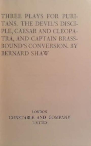 Three Plays for Puritans | 9999900250916 | Shaw, George Bernard