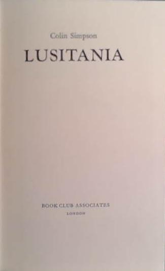 Lusitania | 9999903465744 | Colin Simpson