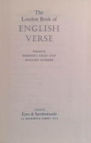 The London Book of English Verse | 9999903465706 | Read and Dobrée