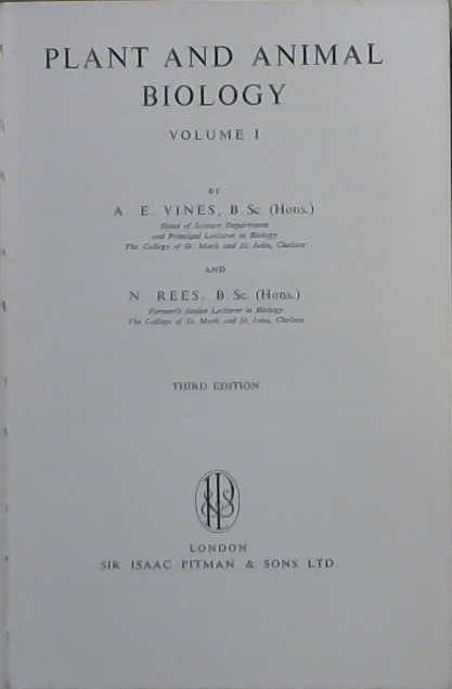 Plant and Animal Biology vol. 1 | 9999903067313 | Albert Edward Vines N. Rees