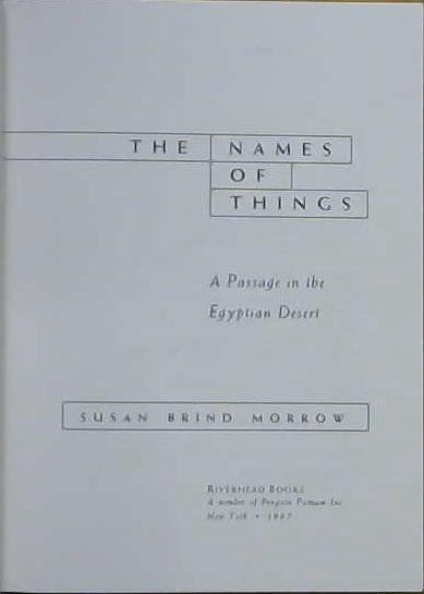 The Names of Things | 9999903033547 | Susan Brind Morrow