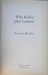 Who Killed John Lennon? | 9999902870266 | Bresler, Fenton