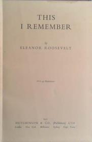 This I Remember | 9999903480235 | Eleanor Roosevelt