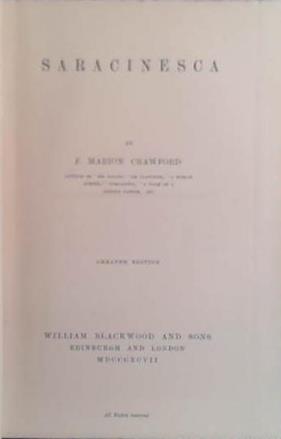 Saracinesca | 9999903489825 | F. Marion Crawford