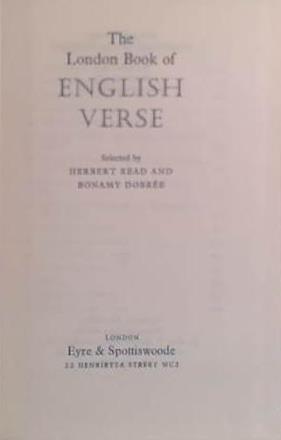 The London Book of English Verse | 9999903465706 | Read and Dobrée