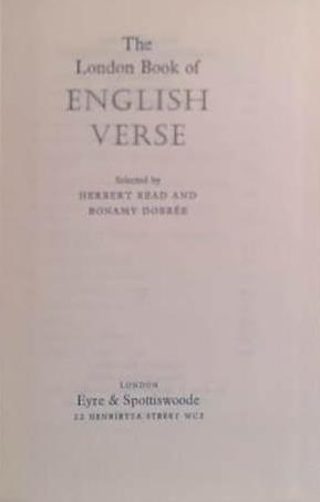 The London Book of English Verse | 9999903465706 | Read and Dobrée