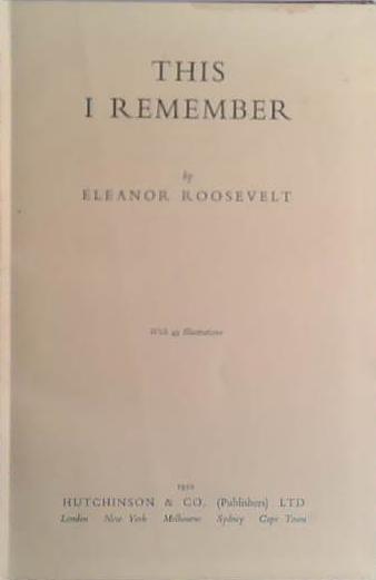 This I Remember | 9999903480235 | Eleanor Roosevelt