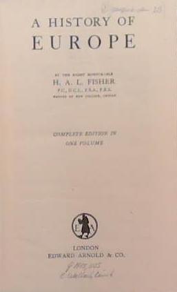 A History of Europe | 9999903375456 | H.A.L. Fisher